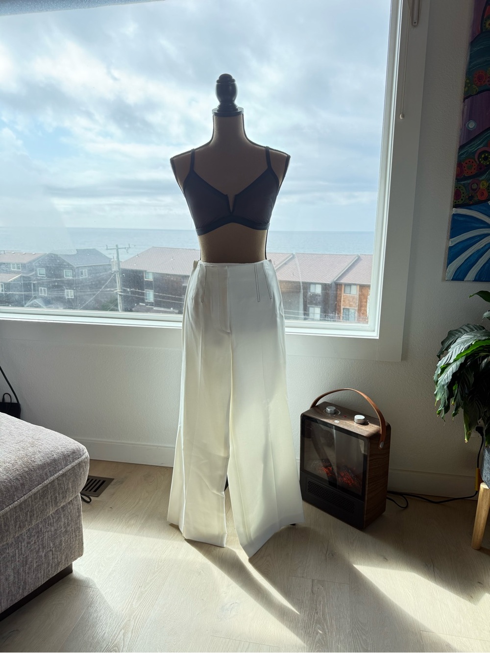 Veronica Beard White Wide-Leg Palazzo Trousers